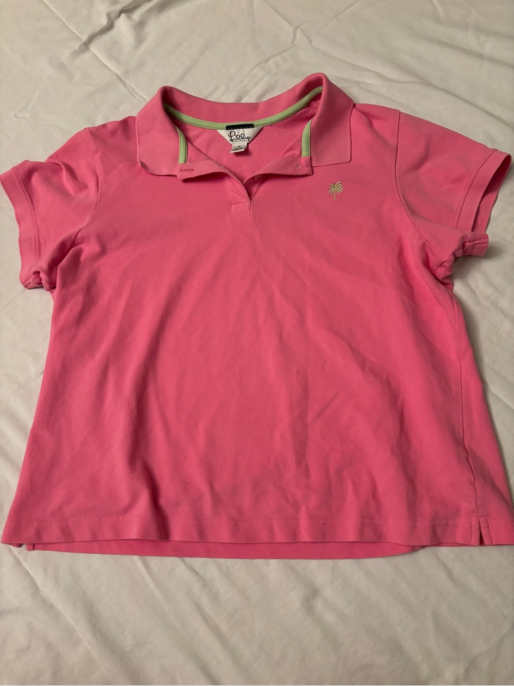 Lilly Pulitzer Girls' Bright Pink Polo with Mint Trim